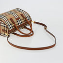 BURBERRY Nova Check Hand Bag Canvas 2way Beige Gold Auth ka4439-9