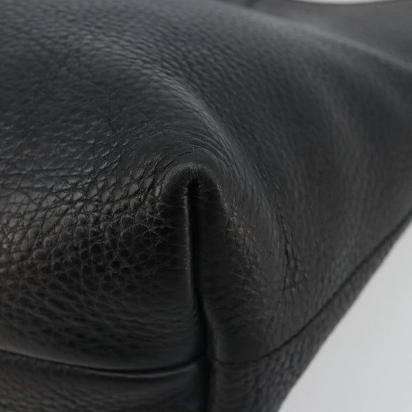 Salvatore Ferragamo Hand Bag Leather Black Silver Auth ka4441A
