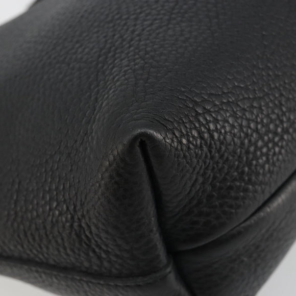 Salvatore Ferragamo Hand Bag Leather Black Silver Auth ka4441A