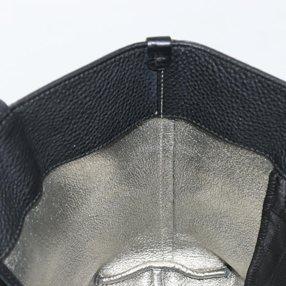 Salvatore Ferragamo Hand Bag Leather Black Silver Auth ka4441A