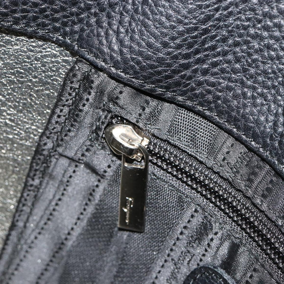 Salvatore Ferragamo Hand Bag Leather Black Silver Auth ka4441A