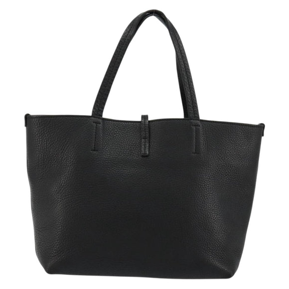 Salvatore Ferragamo Hand Bag Leather Black Silver Auth ka4441A