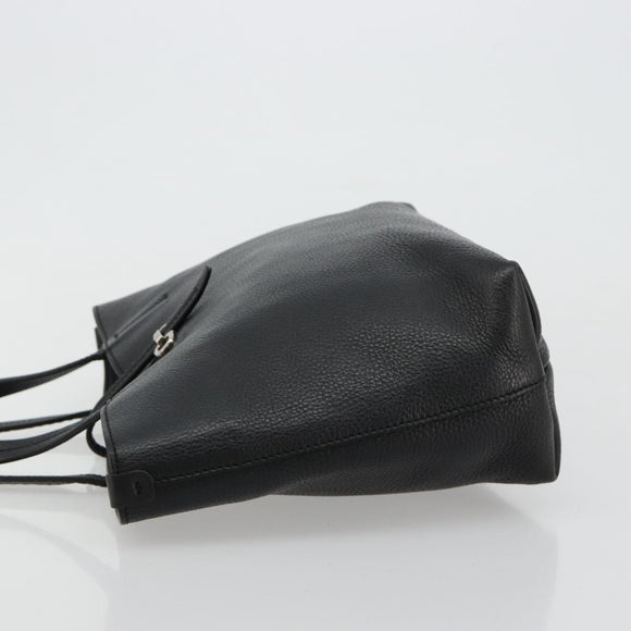 Salvatore Ferragamo Hand Bag Leather Black Silver Auth ka4441A