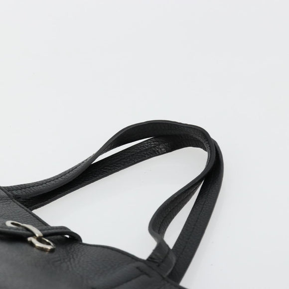 Salvatore Ferragamo Hand Bag Leather Black Silver Auth ka4441A