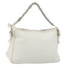 FENDI Celeria Chain Shoulder Bag Leather White Silver Auth ka4444A-1