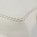FENDI Celeria Chain Shoulder Bag Leather White Silver Auth ka4444A-14