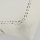 FENDI Celeria Chain Shoulder Bag Leather White Silver Auth ka4444A-15