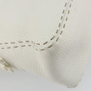 FENDI Celeria Chain Shoulder Bag Leather White Silver Auth ka4444A-9