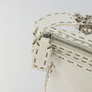 FENDI Celeria Chain Shoulder Bag Leather White Silver Auth ka4444A-10