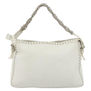 FENDI Celeria Chain Shoulder Bag Leather White Silver Auth ka4444A-13