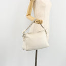 FENDI Celeria Chain Shoulder Bag Leather White Silver Auth ka4444A-22
