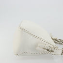 FENDI Celeria Chain Shoulder Bag Leather White Silver Auth ka4444A-3