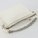 FENDI Celeria Chain Shoulder Bag Leather White Silver Auth ka4444A-6
