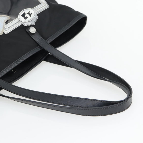 PRADA Bijoux Tote Bag Nylon Black Silver Auth ka4445A