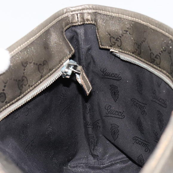 GUCCI GG Implementation Hand Bag Bronze Silver 211138 Auth ka4446