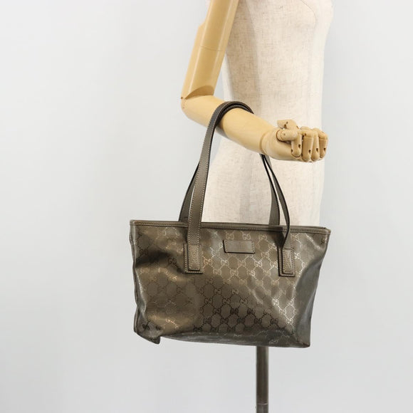 GUCCI GG Implementation Hand Bag Bronze Silver 211138 Auth ka4446