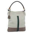 CELINE Shoulder Bag Leather Gray Gold Auth ka4448-1