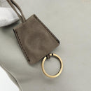 CELINE Shoulder Bag Leather Gray Gold Auth ka4448-10