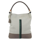 CELINE Shoulder Bag Leather Gray Gold Auth ka4448-13