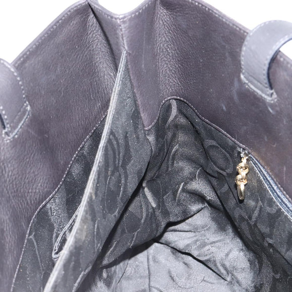 Salvatore Ferragamo Handtas Leer Zwart Goud Auth ka4450A