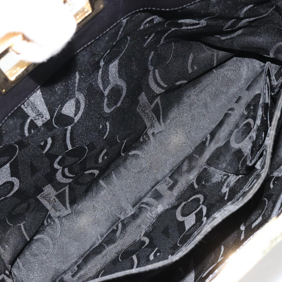 Salvatore Ferragamo Handtas Leer Zwart Goud Auth ka4450A