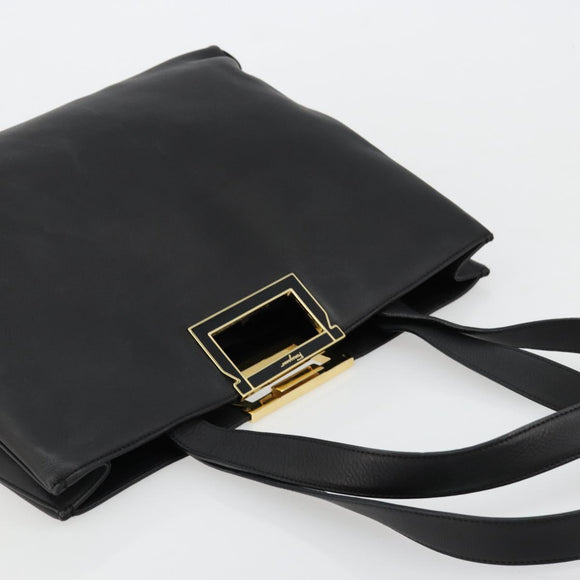 Salvatore Ferragamo Handtas Leer Zwart Goud Auth ka4450A