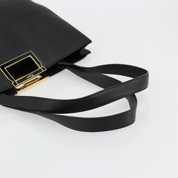 Salvatore Ferragamo Handtas Leer Zwart Goud Auth ka4450A