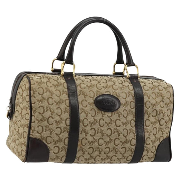 CELINE C Sulky Hand Bag Canvas Beige Gold Auth ka4451A