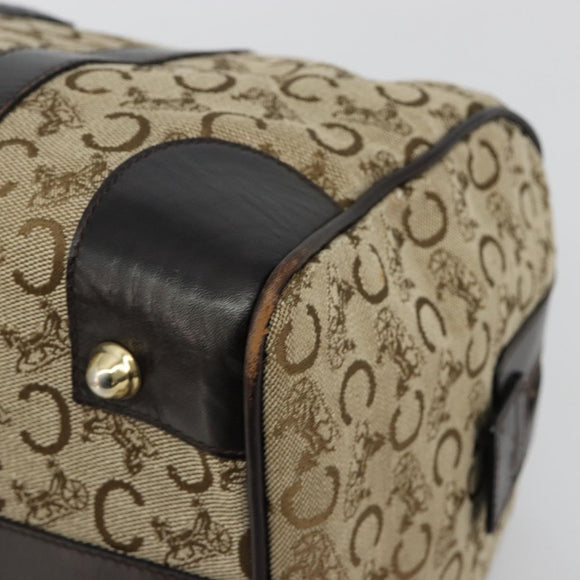 CELINE C Sulky Hand Bag Canvas Beige Gold Auth ka4451A