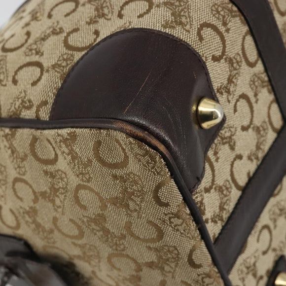 CELINE C Sulky Hand Bag Canvas Beige Gold Auth ka4451A