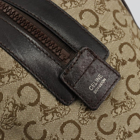 CELINE C Sulky Hand Bag Canvas Beige Gold Auth ka4451A
