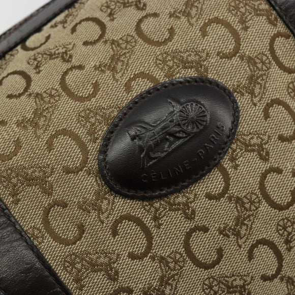 CELINE C Sulky Hand Bag Canvas Beige Gold Auth ka4451A
