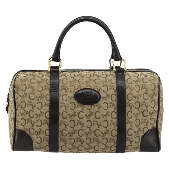 CELINE C Sulky Hand Bag Canvas Beige Gold Auth ka4451A