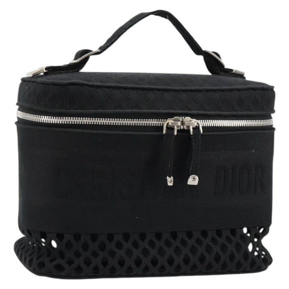 Christian Dior Vanity Hand Bag Canvas Black Silver Auth ka4453M