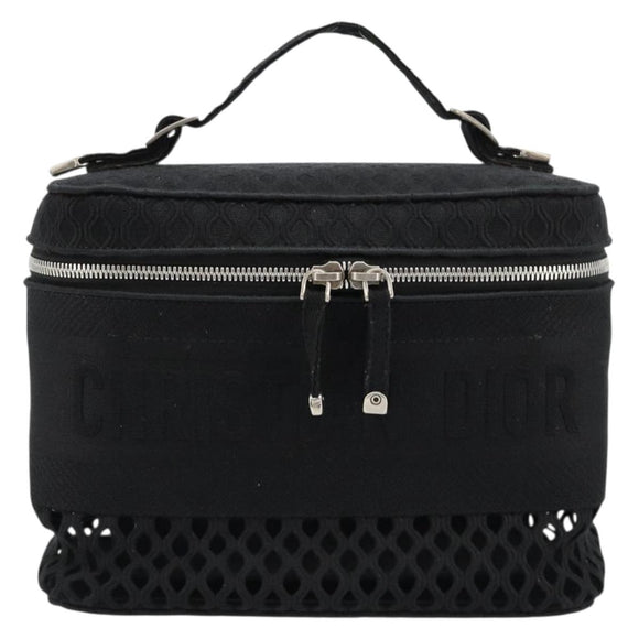 Christian Dior Vanity Hand Bag Canvas Black Silver Auth ka4453M
