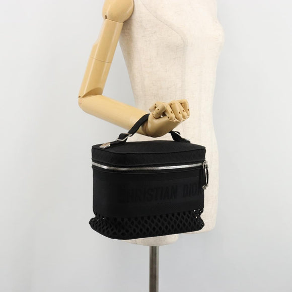 Christian Dior Vanity Hand Bag Canvas Black Silver Auth ka4453M
