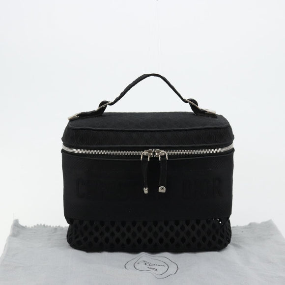 Christian Dior Vanity Hand Bag Canvas Black Silver Auth ka4453M