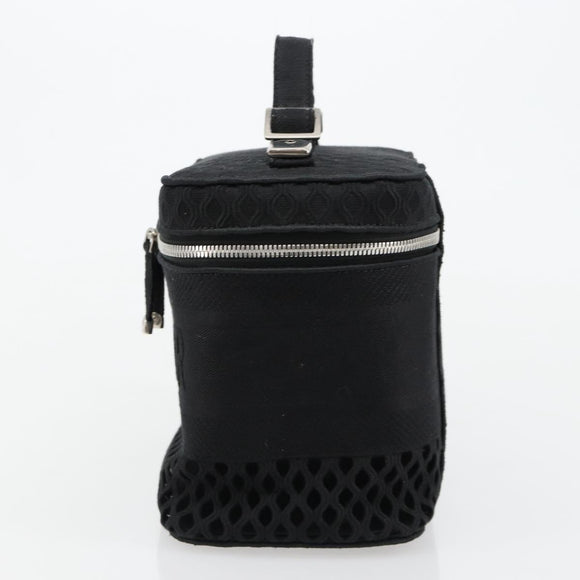 Christian Dior Vanity Hand Bag Canvas Black Silver Auth ka4453M
