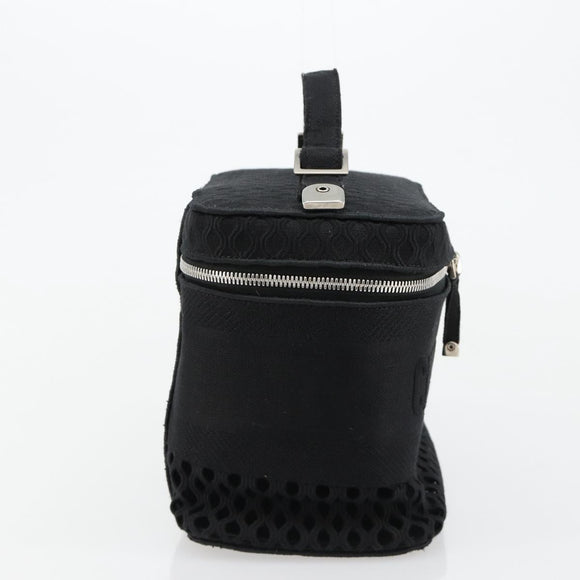 Christian Dior Vanity Hand Bag Canvas Black Silver Auth ka4453M