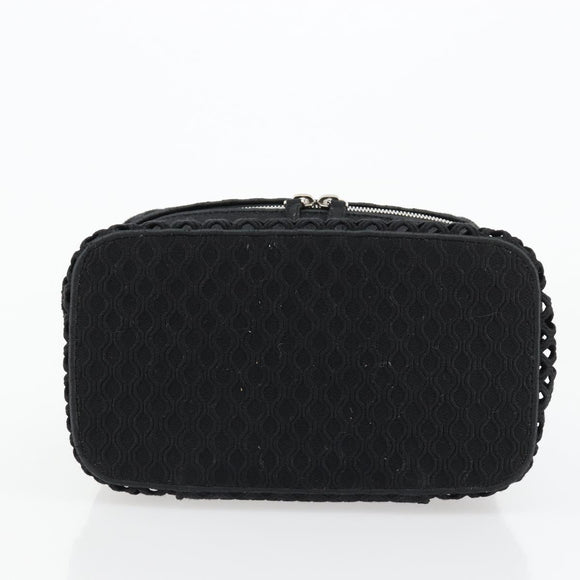 Christian Dior Vanity Hand Bag Canvas Black Silver Auth ka4453M