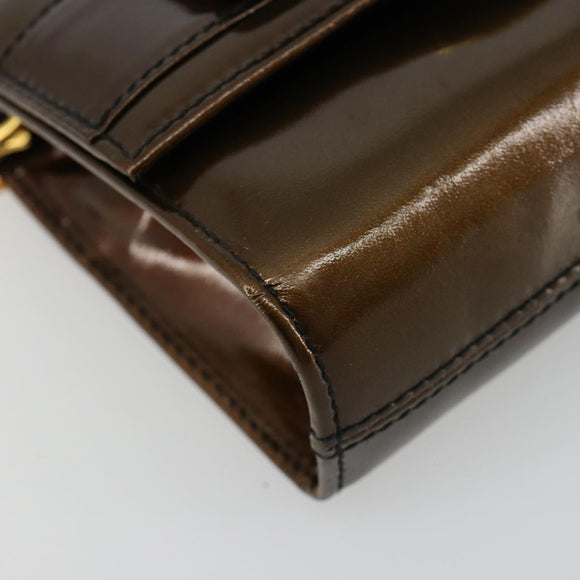 Salvatore Ferragamo Vala Chain Bag Patent leather Bronze Gold Auth ka4455
