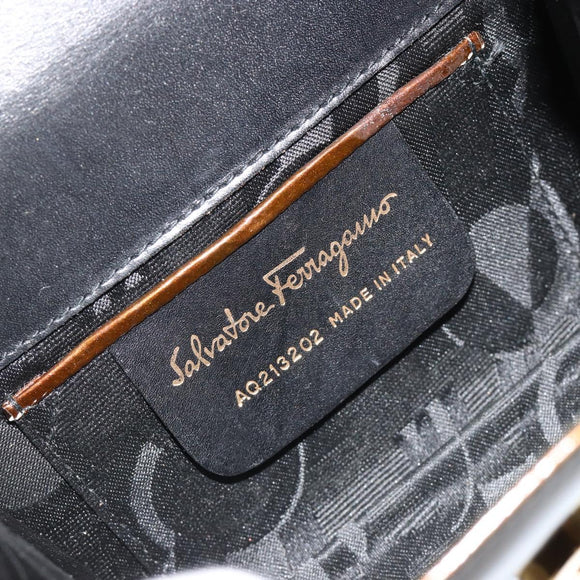 Salvatore Ferragamo Vala Chain Bag Patent leather Bronze Gold Auth ka4455