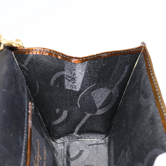 Salvatore Ferragamo Vala Chain Bag Patent leather Bronze Gold Auth ka4455
