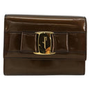 Salvatore Ferragamo Vala Chain Bag Patent leather Bronze Gold Auth ka4455-13