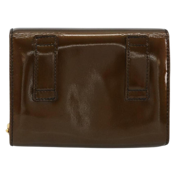 Salvatore Ferragamo Vala Chain Bag Patent leather Bronze Gold Auth ka4455