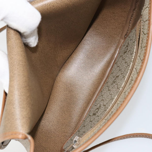 Christian Dior Honeycomb Canvas Shoulder Bag PVC Beige Gold Auth ka446