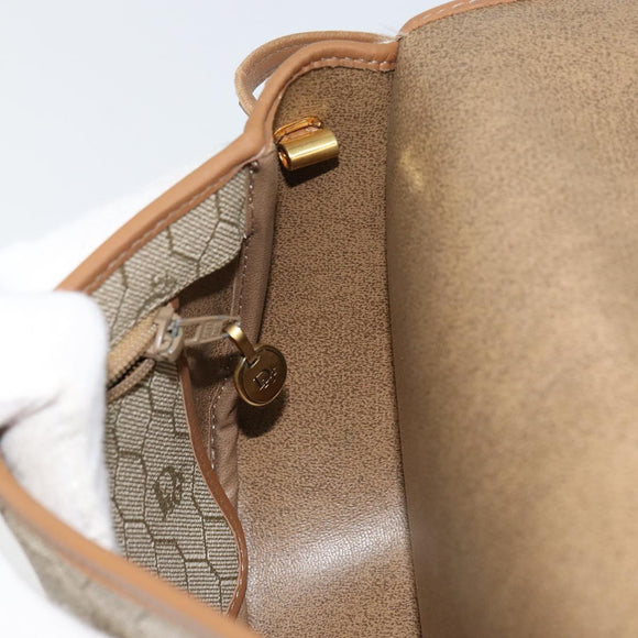 Christian Dior Honeycomb Canvas Shoulder Bag PVC Beige Gold Auth ka446