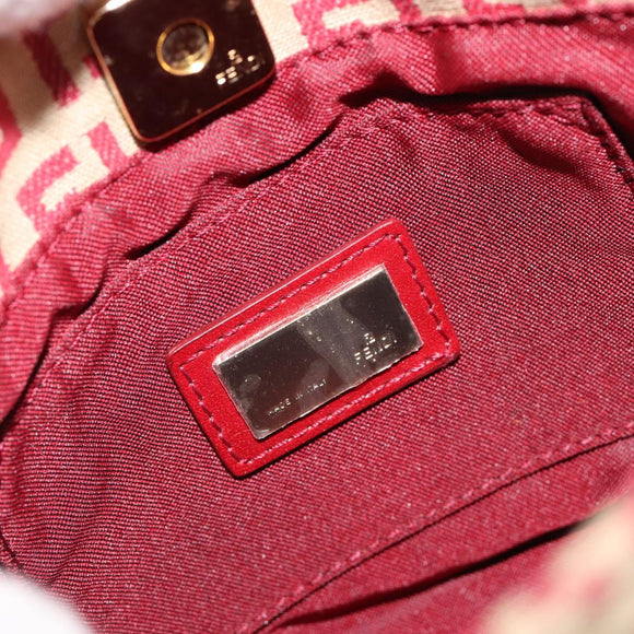 FENDI Zucchino Canvas Handtasche Rot Gold Authentisch ka4463V