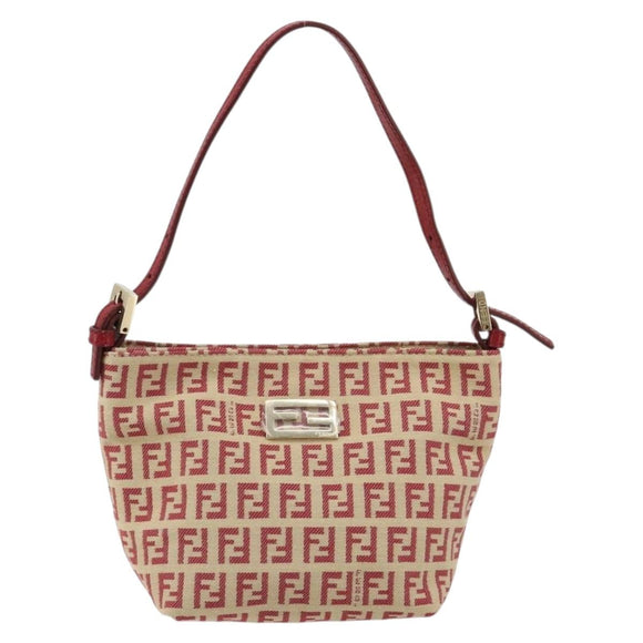 FENDI Zucchino Canvas Handtasche Rot Gold Authentisch ka4463V