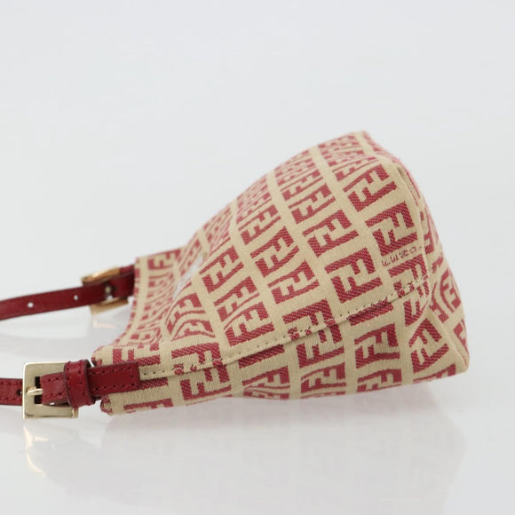 FENDI Zucchino Canvas Handtasche Rot Gold Authentisch ka4463V
